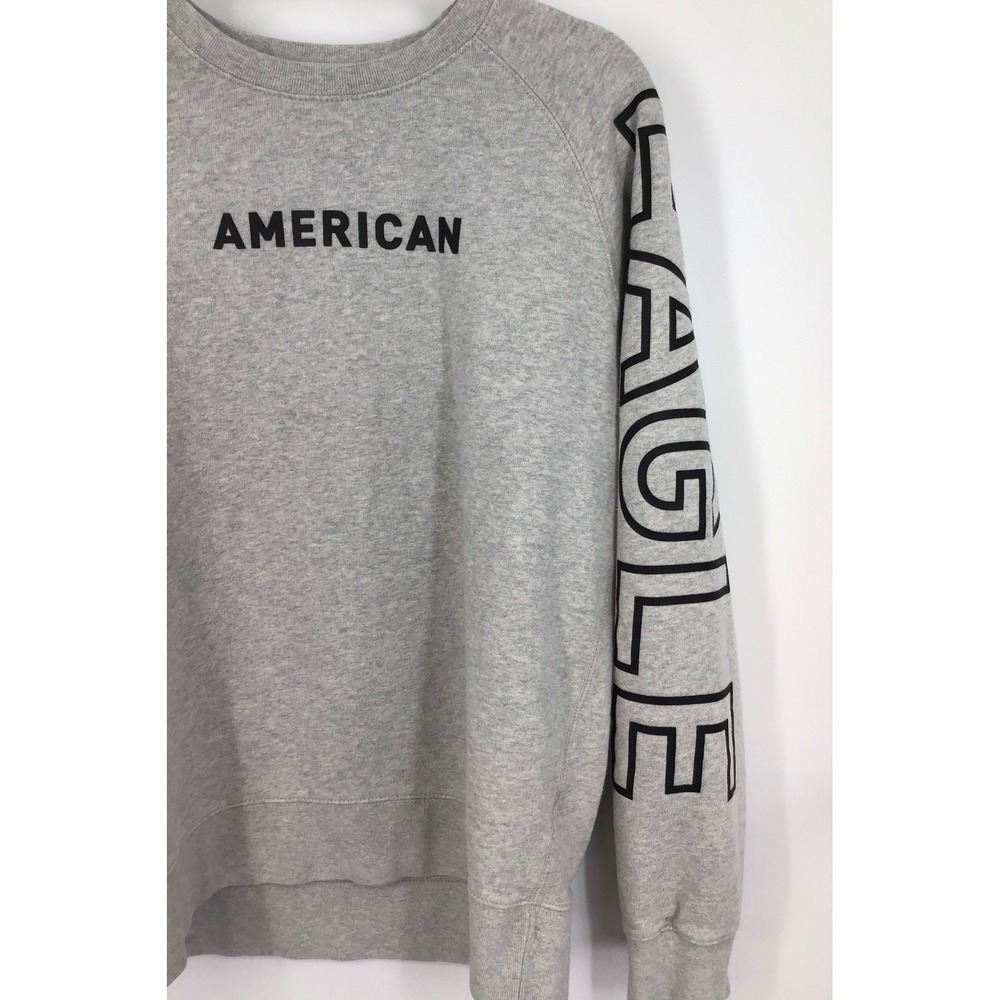 American Eagle Outfitters Heather Gray Crewneck Sweatshirt Sleeve Logo L